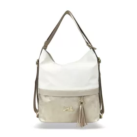    Dámska béžovo-zlatá taška cez rameno Zellia 24040, ktorú možno premeniť na batoh, 37 x 32 x 12 cm