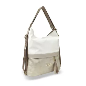    Dámska béžovo-zlatá taška cez rameno Zellia 24040, ktorú možno premeniť na batoh, 37 x 32 x 12 cm