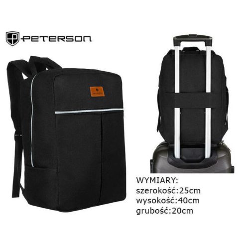  Batoh Peterson čierno-strieborný, príručná batožina 40×25×20 cm