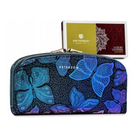    Peterson vzorovaná, modrá dámska kožená peňaženka s RFID ochranou 18,5×10 cm