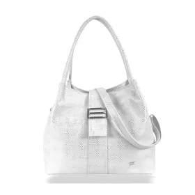   Zellia Zvn24008 női fehér-ezüst válltáska, oldalpántal 32 x 27 x 15 cm