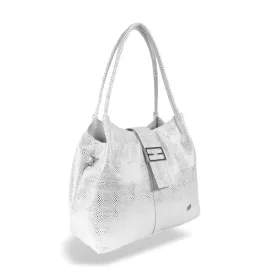   Zellia Zvn24008 női fehér-ezüst válltáska, oldalpántal 32 x 27 x 15 cm