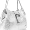 Zellia Zvn24008 női fehér-ezüst válltáska, oldalpántal 32 x 27 x 15 cm