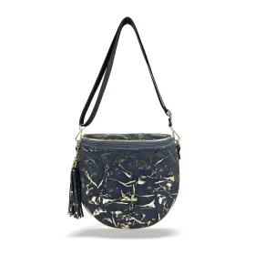    Dámska kabelka cez rameno Zellia Zlb12 tmavomodrá-zlatá - listová -