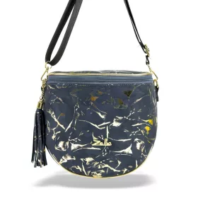    Dámska kabelka cez rameno Zellia Zlb12 tmavomodrá-zlatá - listová -