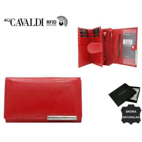  Dámska kožená peňaženka Cavaldi červená s RFID ochranou 15,5×10 cm