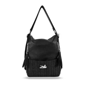    Dámska čierna taška cez rameno Zellia 22199, ktorú možno premeniť na batoh, 31 x 25 x 13,5 cm
