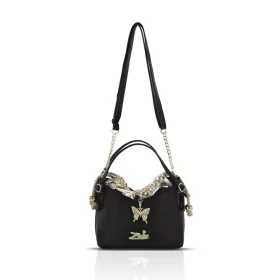   Dámska crossbody kabelka Zellia 26048 čierno-zlatá s motýľovou dekoráciou 21 × 17 × 9 cm