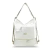  Zellia 24099 dámska taška cez rameno, premeniteľná na batoh, ecru biela prešívaná - materiál s nápisom 37 x 37 x 17 cm