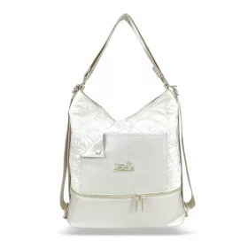    Zellia 24099 dámska taška cez rameno, premeniteľná na batoh, ecru biela prešívaná - materiál s nápisom 37 x 37 x 17 cm