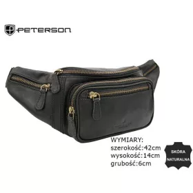    Čierna pánska kožená taška na opasok Peterson 37×14 cm