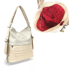    Dámska taška cez rameno Zellia Hz-111, ktorú možno premeniť na batoh, béžovo-zlatá 37 x 13 x 3 cm