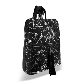    Dámsky batoh Zellia 24149 čierno-strieborný s mramorovým vzorom 33,5 x 28 x 12 cm