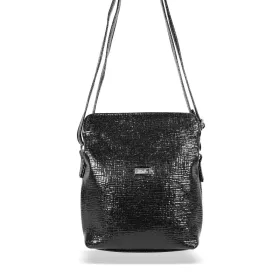    Dámska čierna trblietavá crossbody kabelka Zellia Zvn22004 21 x 18 x 6 cm