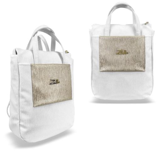  Dámsky batoh Zellia Zlb245 v bielo-zlatej farbe 38 x 35 x 10 cm