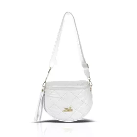    Dámska crossbody kabelka Zellia 21028 biela matná - prešívaná - zlatá K.