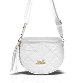    Dámska crossbody kabelka Zellia 21028 biela matná - prešívaná - zlatá K.
