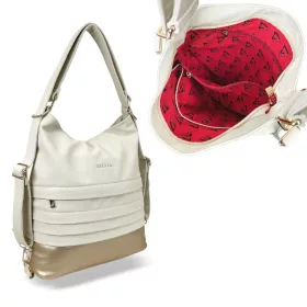    Dámska taška cez rameno Zellia Hz-111, ktorú možno premeniť na batoh, béžovo-zlato-šampanská 37 x 13 x 3 cm