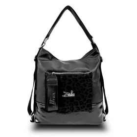    Dámska taška/batoh Zellia 19010 čierna s leopardím vzorom