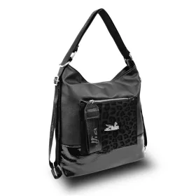    Dámska taška/batoh Zellia 19010 čierna s leopardím vzorom