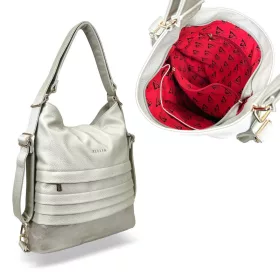    Dámska taška cez rameno Zellia Hz-111, ktorú možno premeniť na batoh, perleťovo-zlatá 37 x 13 x 3 cm