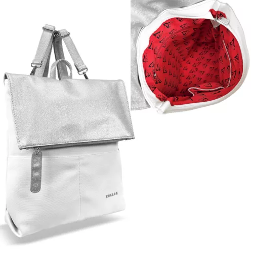  Dámsky bielo-strieborný batoh Zellia Hz-122 38 x 35 x 10 cm