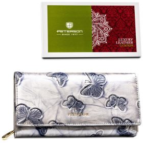    Dámska kožená peňaženka Peterson striebornej farby 19 x 10 x 3,5 cm