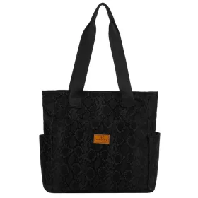    Rovicky R-Tz-01-2387 Čierna nákupná taška W04 s potlačou zvieratiek 30 x 28 x 15 cm