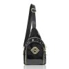  Dámska lakovaná čierna bočná kabelka Zellia, crossbody so zlatými doplnkami