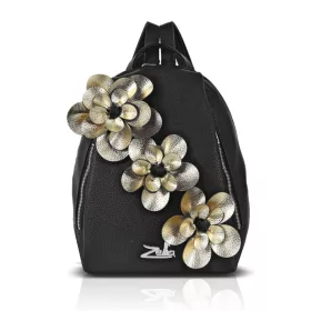   Zellia 24147F fekete-arany női hátitáska, hátizsák virágdísszel 32 x 29 x 13 cm