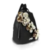 Zellia 24147F fekete-arany női hátitáska, hátizsák virágdísszel 32 x 29 x 13 cm