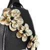 Zellia 24147F fekete-arany női hátitáska, hátizsák virágdísszel 32 x 29 x 13 cm