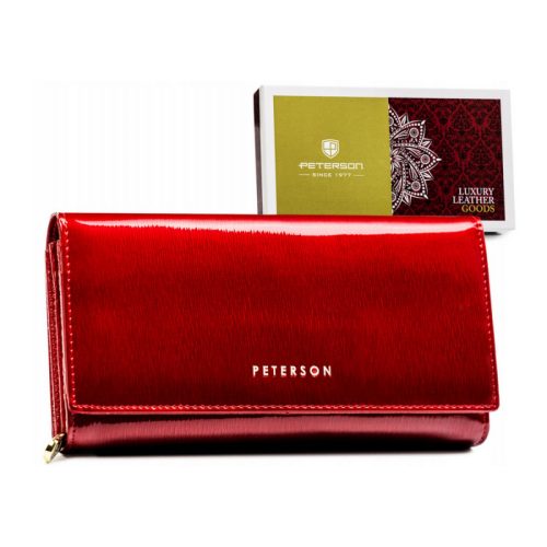  Veľká červená dámska kožená peňaženka Peterson 19,5×10 cm