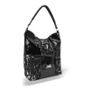  Dámska kabelka cez rameno Zellia 19141 s čiernym lakom a strieborným mramorovým vzorom 37 x 30 x 13,5 cm