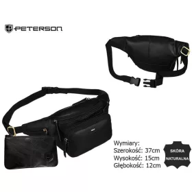    Pánska kožená taška na opasok Peterson Ptn Bp001E-Opu-6910 čierna