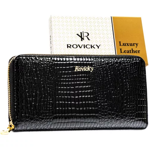  Dámska kožená peňaženka Rovicky Rh-25-1-Rs-5395 čierna