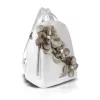 Zellia 24147F fehér-arany női hátitáska, hátizsák virágdísszel 32 x 29 x 13 cm