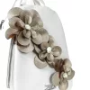 Zellia 24147F fehér-arany női hátitáska, hátizsák virágdísszel 32 x 29 x 13 cm