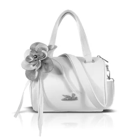   Zellia 26024F fehér női kézitáska virágdísszel 24 x 18 x 10 cm