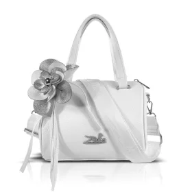   Zellia 26024F fehér női kézitáska virágdísszel 24 x 18 x 10 cm