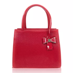    Dámska kabelka Zellia červenej farby s tlačeným vzorom, mašľou, módnou taškou