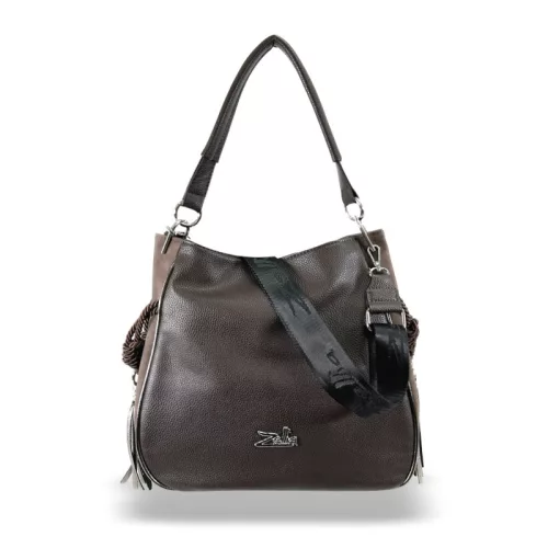  Dámska kabelka cez rameno Zellia 25036 tmavohnedá, bočná taška 35 x 35 x 14 cm