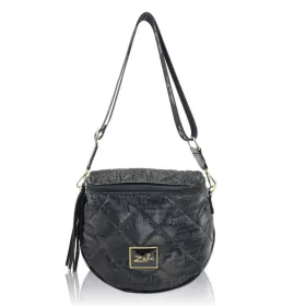    Dámska prešívaná kabelka s písmenkovým vzorom Zellia čiernej farby, bočná taška