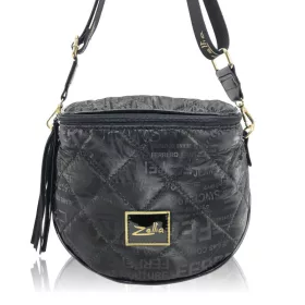    Dámska prešívaná kabelka s písmenkovým vzorom Zellia čiernej farby, bočná taška