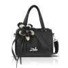 Zellia 26024F fekete-arany női kézitáska virágdísszel 24 x 18 x 10 cm