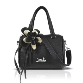   Zellia 26024F fekete-arany női kézitáska virágdísszel 24 x 18 x 10 cm