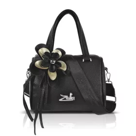   Zellia 26024F fekete-arany női kézitáska virágdísszel 24 x 18 x 10 cm
