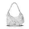 Zellia  25118 Leaf női fehér-ezüst márvány mintás válltáska oldalpánttal 30 x 28 x 10 cm