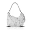 Zellia  25118 Leaf női fehér-ezüst márvány mintás válltáska oldalpánttal 30 x 28 x 10 cm