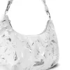 Zellia  25118 Leaf női fehér-ezüst márvány mintás válltáska oldalpánttal 30 x 28 x 10 cm